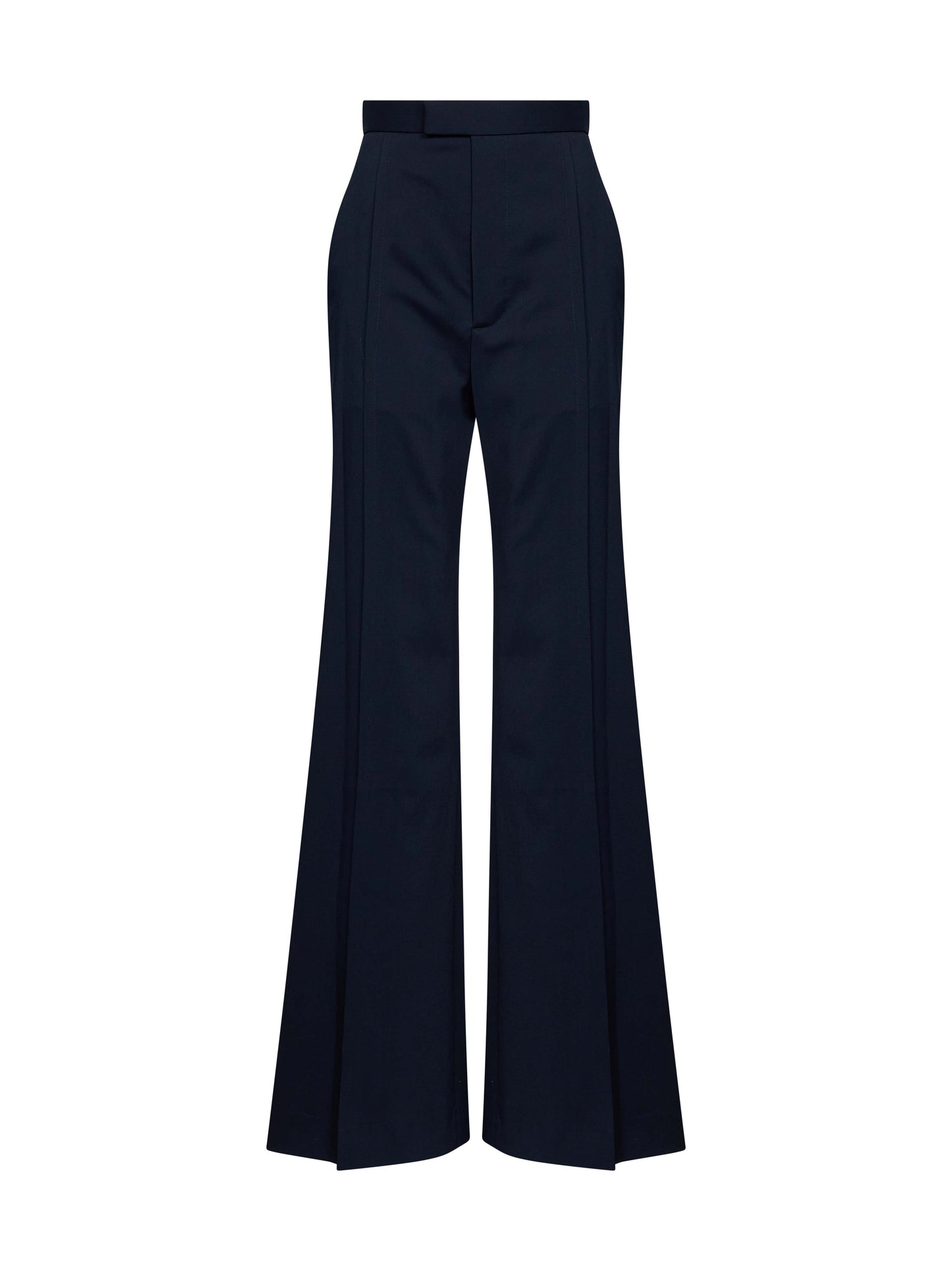Pantaloni Wide Leg in lana vergine blu navy