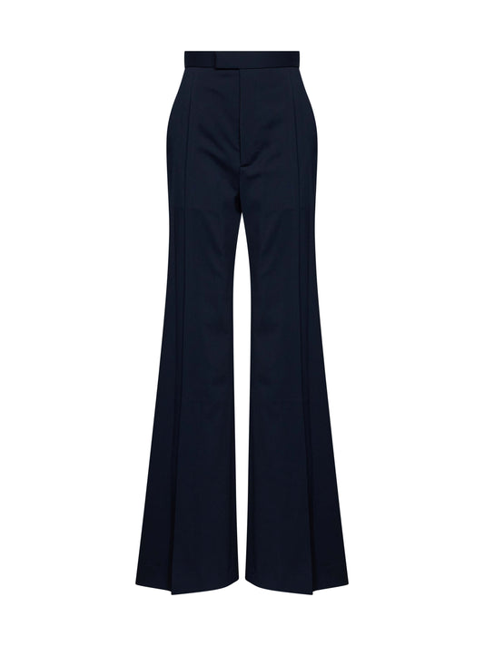 Pantaloni Wide Leg in lana vergine blu navy