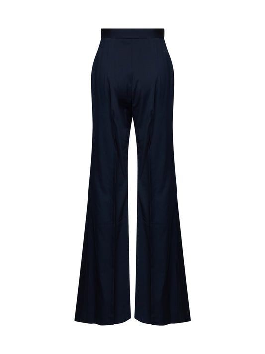 Pantaloni Wide Leg in lana vergine blu navy