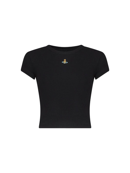 Black ribbed jersey Baby Peru cropped T-shirt