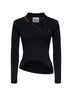 Polo asimmetrica Glory in piquet di cotone nero<BR/>