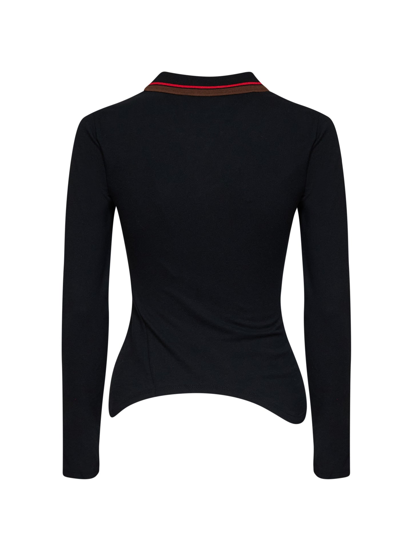 Polo asimmetrica Glory in piquet di cotone nero<BR/>