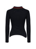 Polo asimmetrica Glory in piquet di cotone nero<BR/>