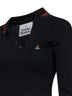 Polo asimmetrica Glory in piquet di cotone nero<BR/>