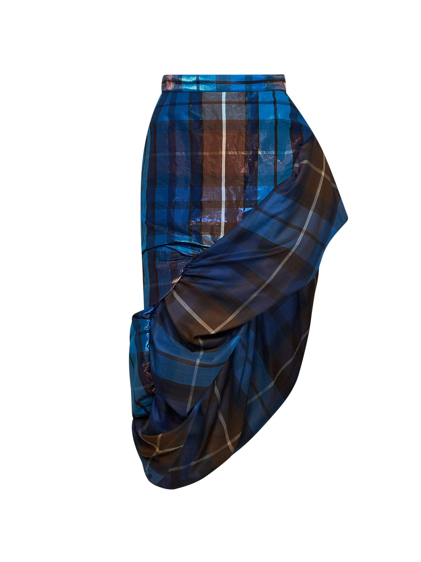 Gonna midi asimmetrica Marilyn in tartan blue e marrone