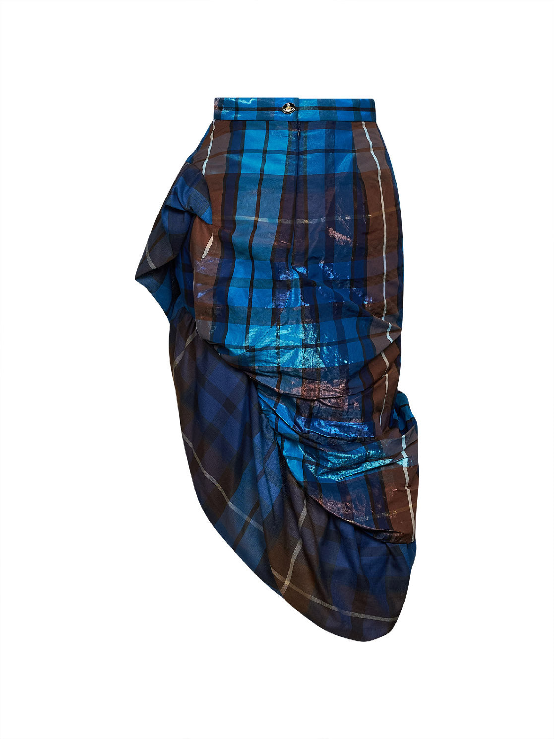 Gonna midi asimmetrica Marilyn in tartan blue e marrone