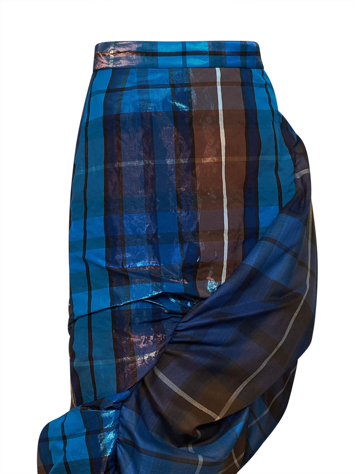 Gonna midi asimmetrica Marilyn in tartan blue e marrone