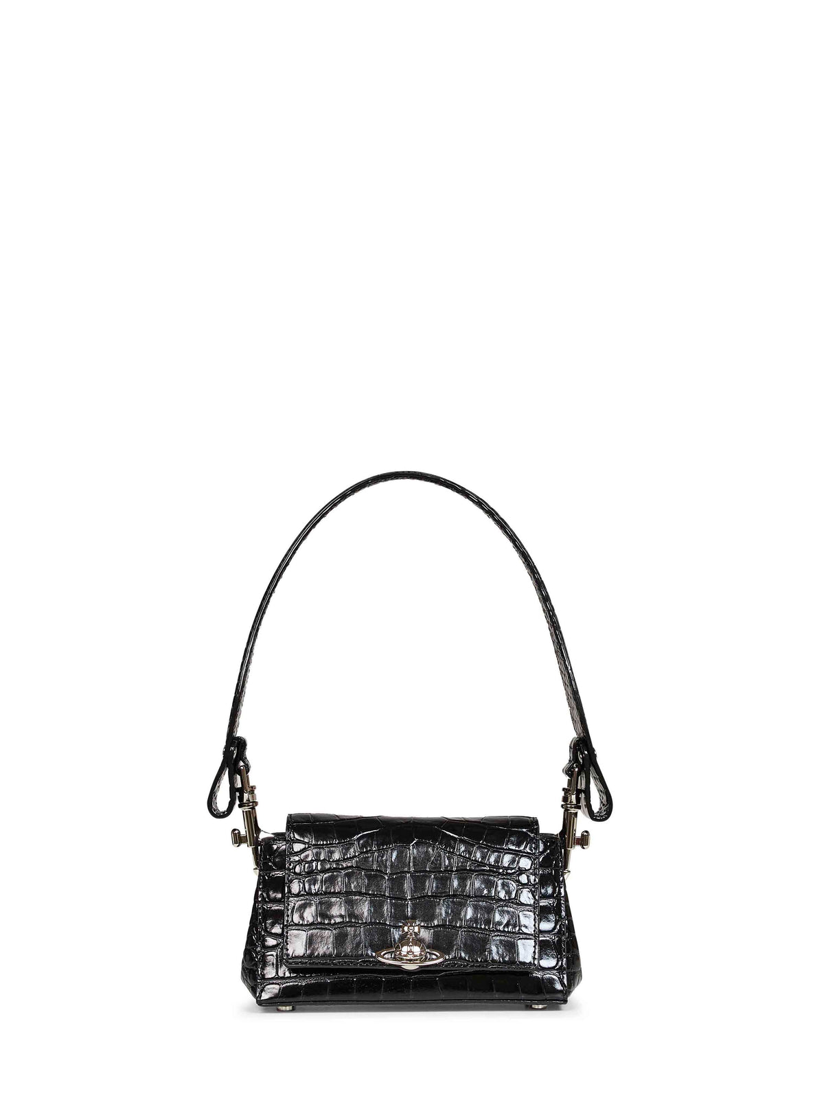 Borsa con effetto pelle di coccdrillo Hazel in nero <BR/>