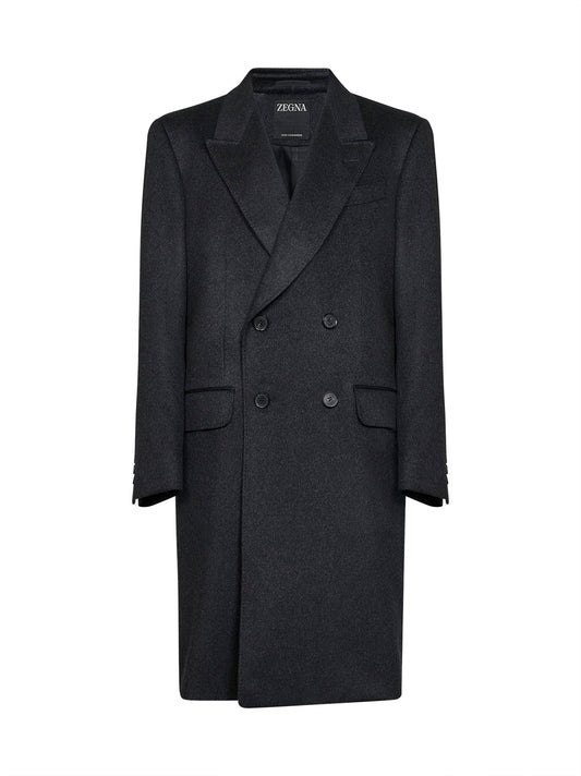 Cappotto doppiopetto in Oasi Cashmere Beaver nero
