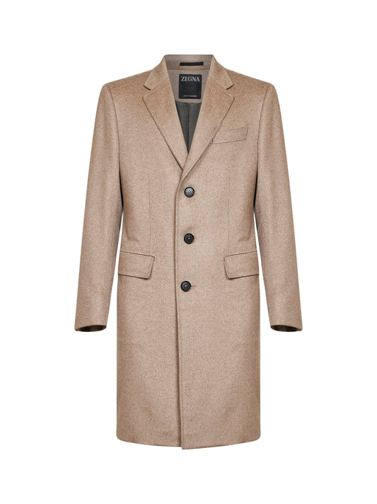 Beige Oasi Cashmere Beaver single-breasted coat