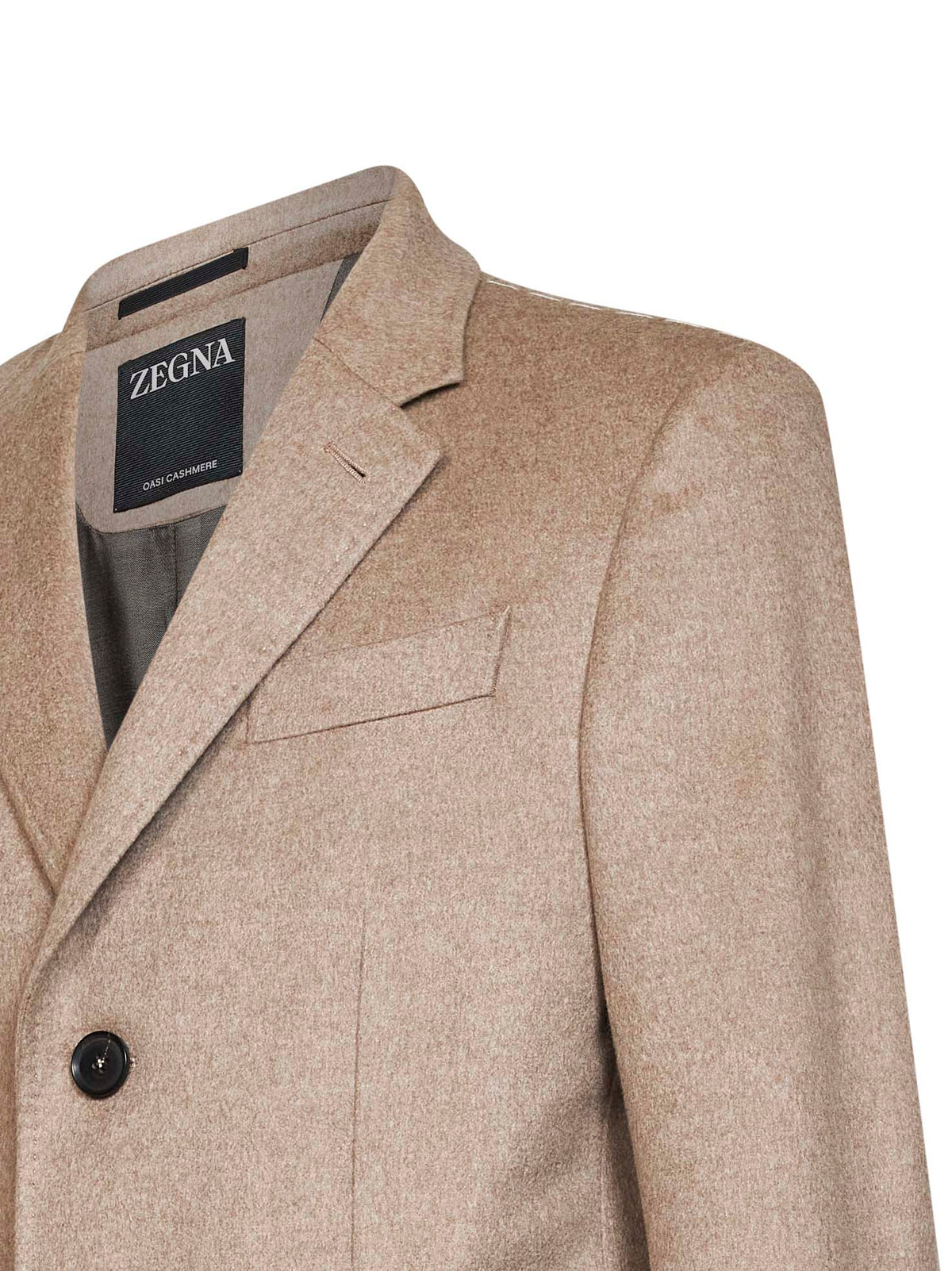 Beige Oasi Cashmere Beaver single-breasted coat