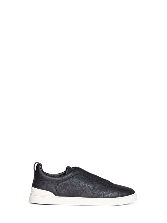Sneaker Triple Stitch in pelle granata blu navy