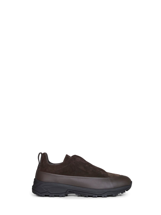 Sneakers Triple Stitch Monte in pelle e suede marrone scuro