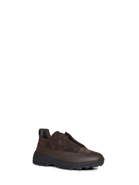 Sneakers Triple Stitch Monte in pelle e suede marrone scuro