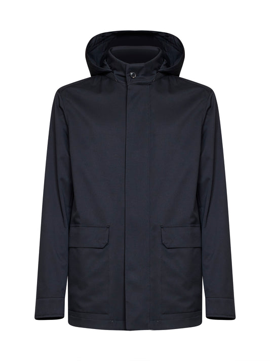 Car Coat con cappuccio Motorin 300cc in microfibra blu navy