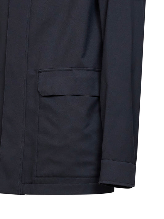 Car Coat con cappuccio Motorin 300cc in microfibra blu navy