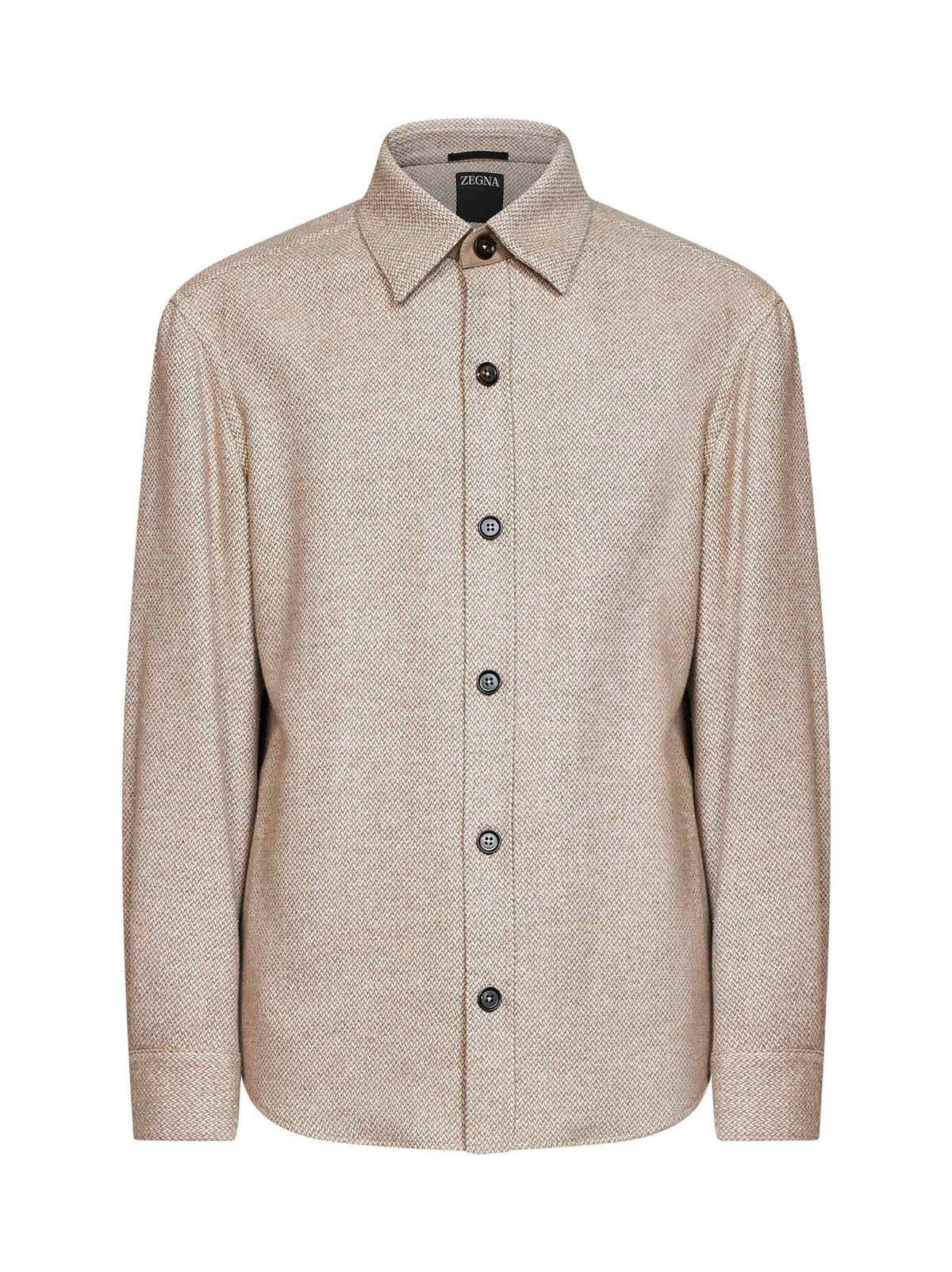 Overshirt in Donegal di cashmere e seta beige