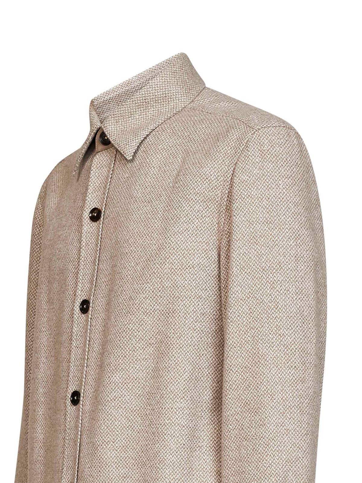 Overshirt in Donegal di cashmere e seta beige