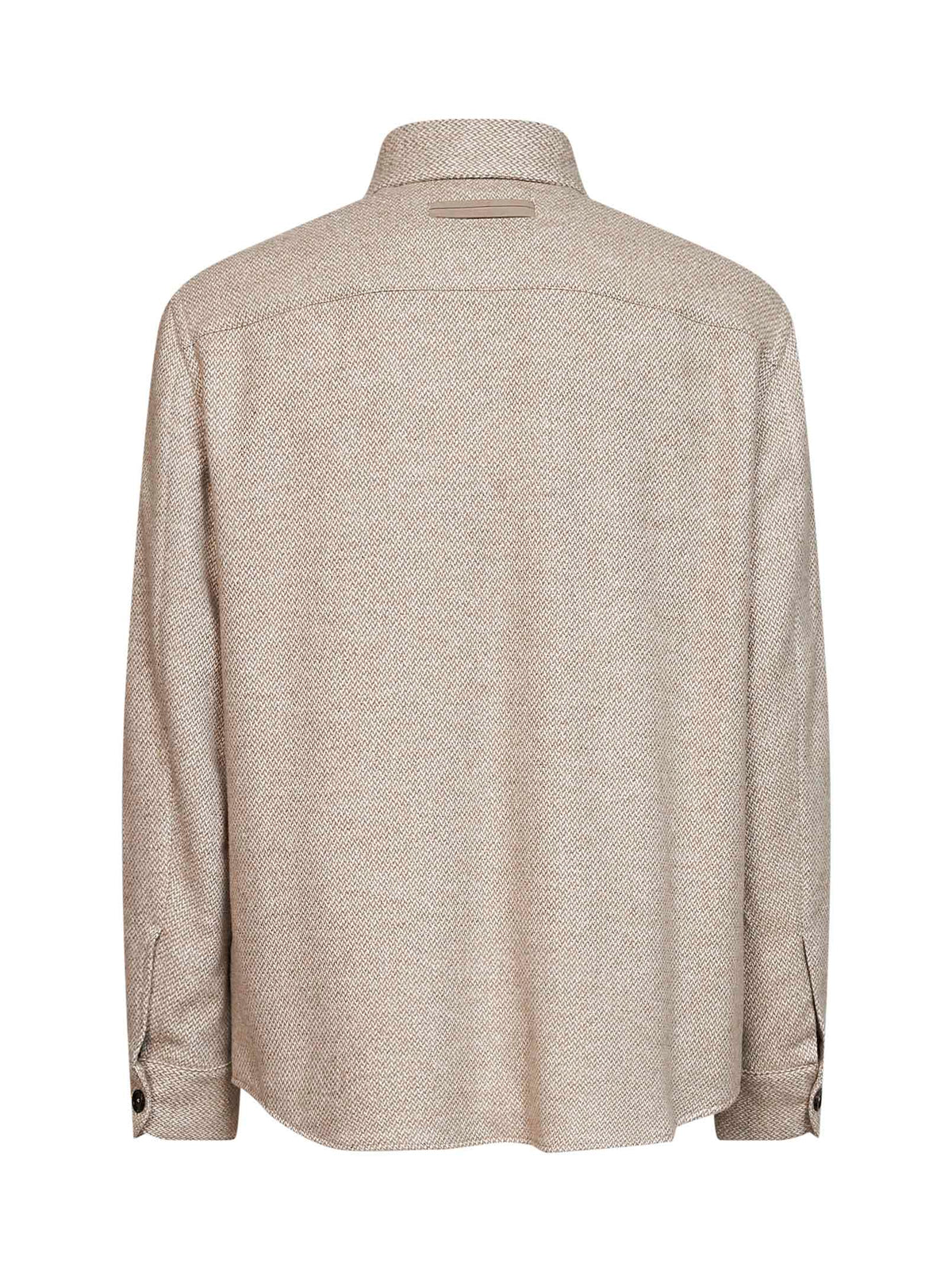 Overshirt in Donegal di cashmere e seta beige