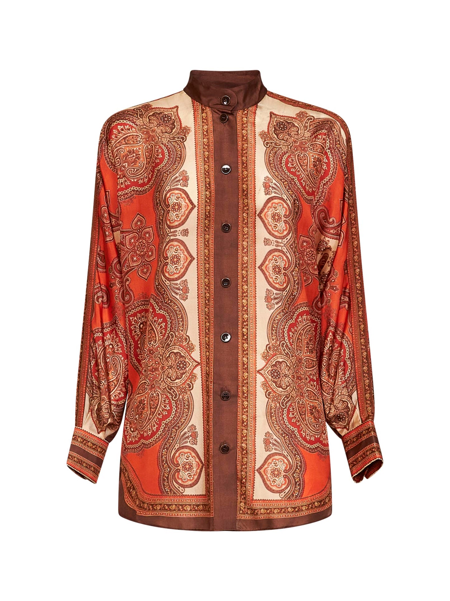 Tangerine Paisley-print silk habotai Mahon Dolman shirt