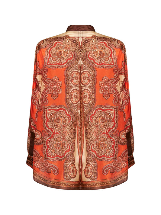 Tangerine Paisley-print silk habotai Mahon Dolman shirt