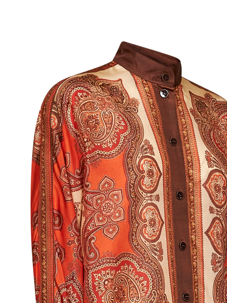 Tangerine Paisley-print silk habotai Mahon Dolman shirt