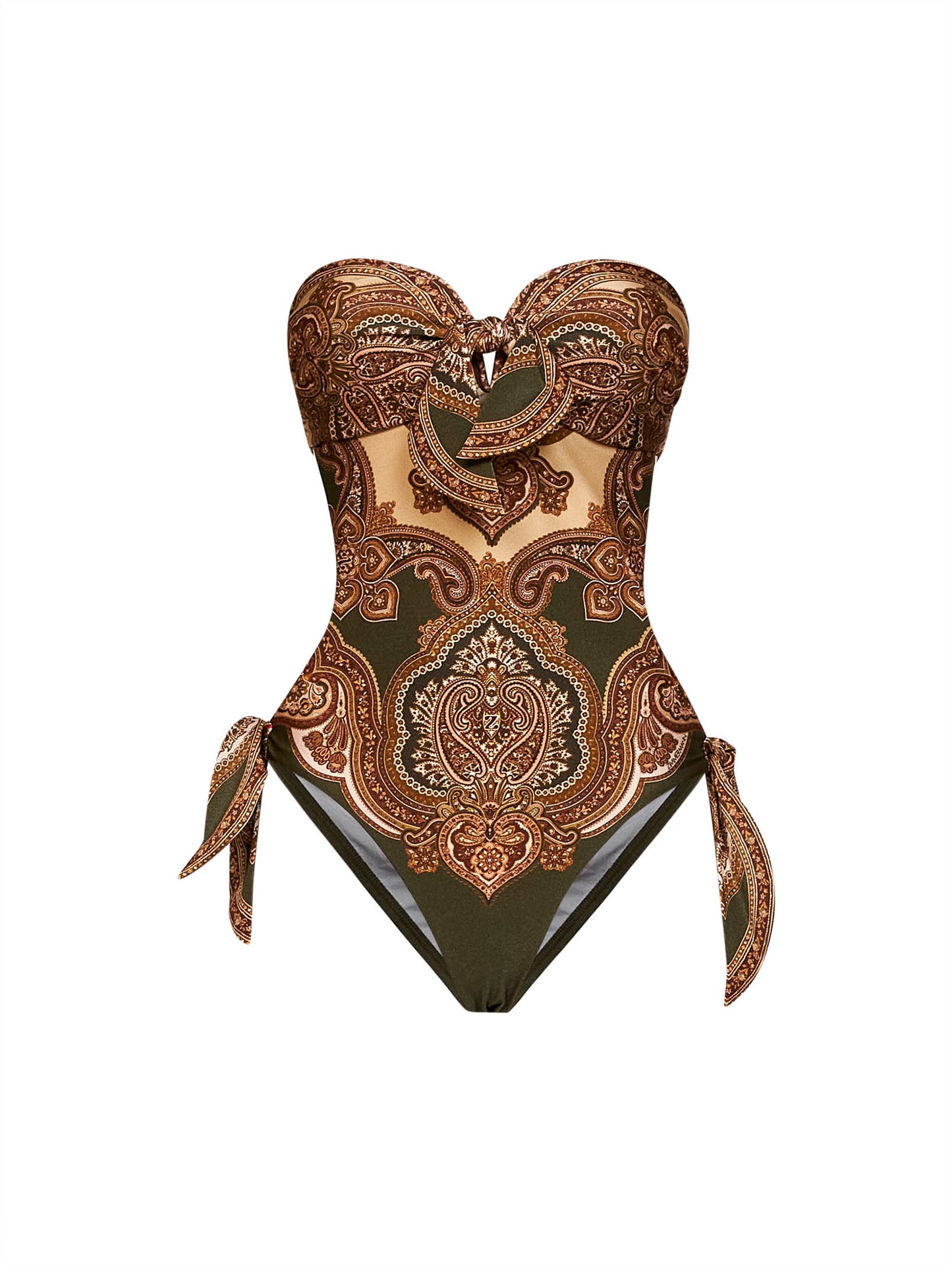 Olive Paisley-print lycra Mahon one-piece swimsuit
