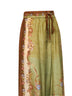 Pantaloni comodi Indra in habotai di seta stampa Scarf floreale kaki