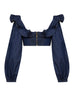 Ink denim Aster cropped frill top
