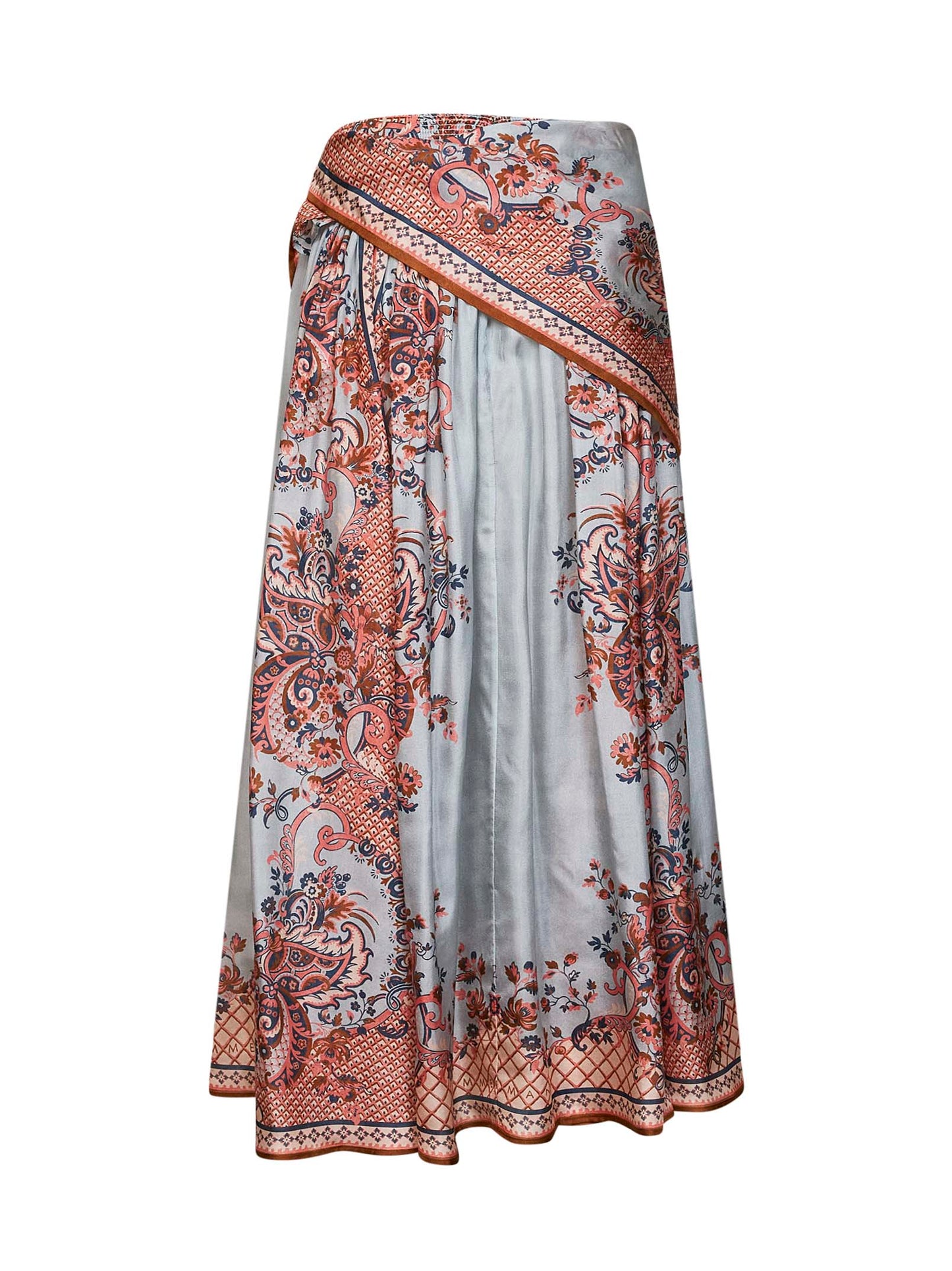 Blue floral Paisley-print silk habotai Aster scarf midi skirt