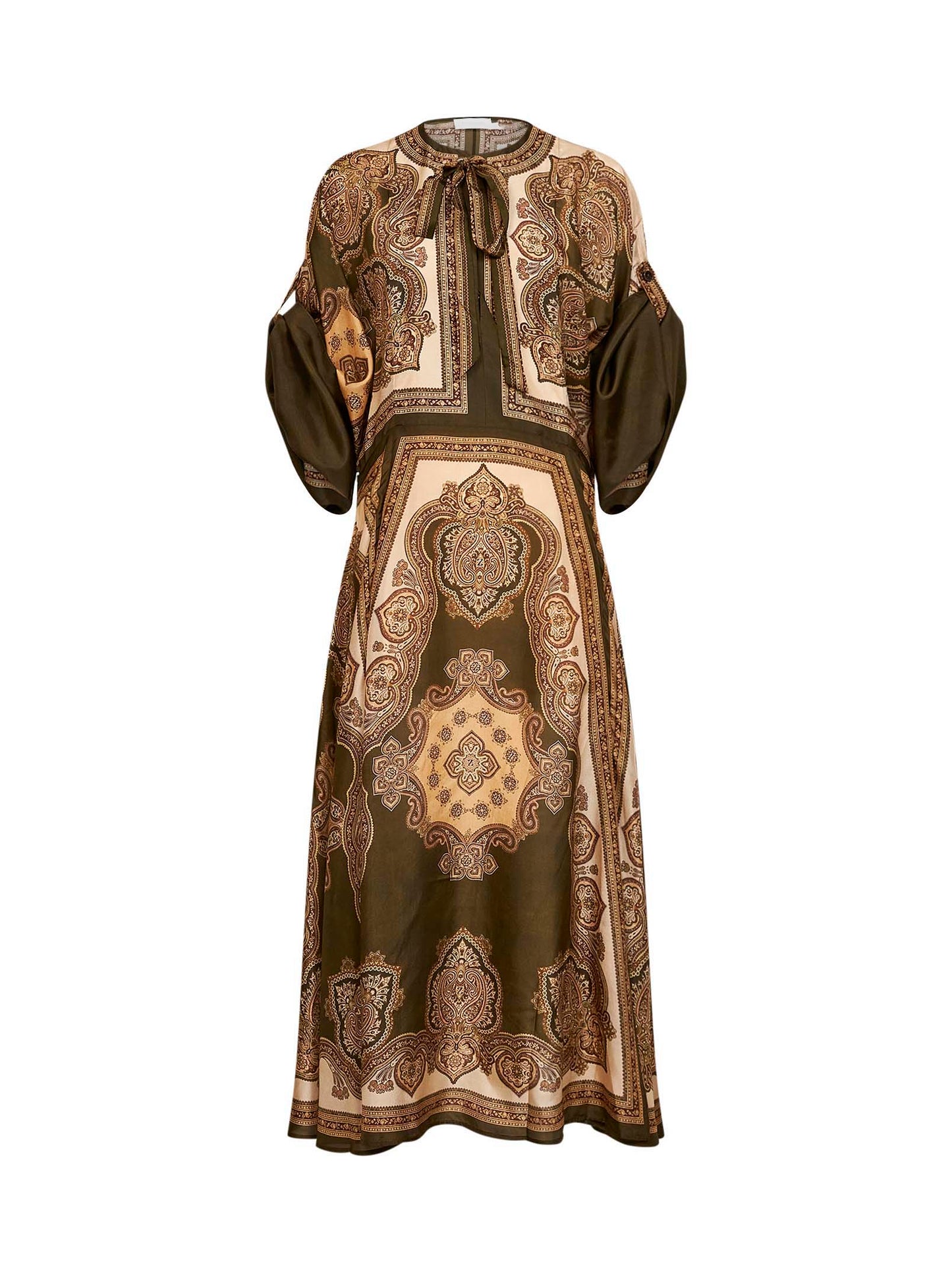 Olive Paisley-print silk habotai Mahon midi tunic dress