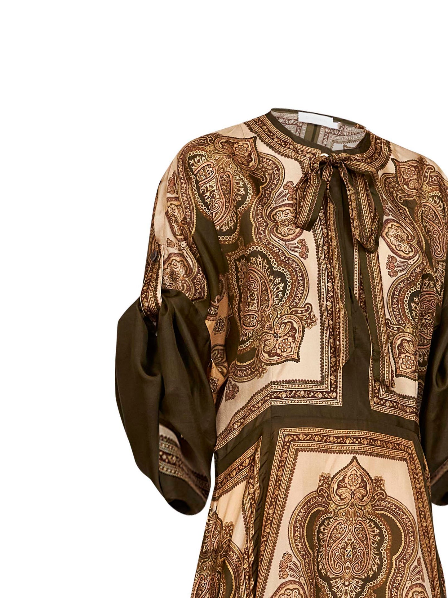 Olive Paisley-print silk habotai Mahon midi tunic dress