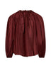 Blusa arricciata con perline Aster in habotai di seta merlot