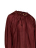 Blusa arricciata con perline Aster in habotai di seta merlot