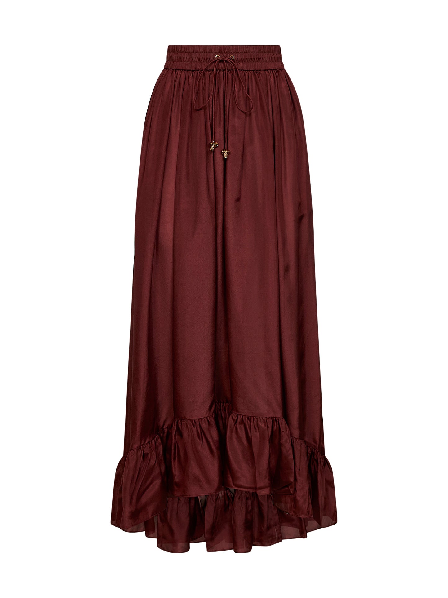 Merlot silk habotai Aster maxi skirt