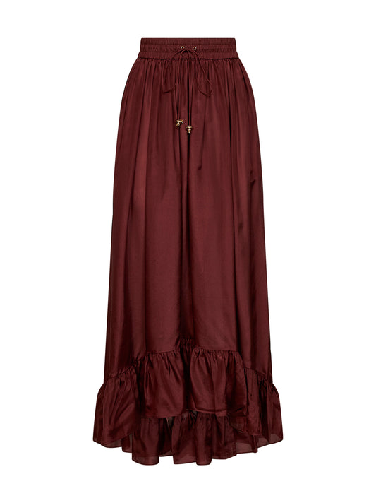 Merlot silk habotai Aster maxi skirt