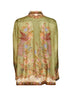 Khaki floral Scarf-print silk habotai Indra relaxed shirt