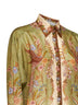 Khaki floral Scarf-print silk habotai Indra relaxed shirt