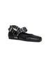 Black leather Flat Biker ballet flats