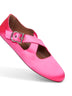 Fuchsia satin Flat criss cross ballet flats