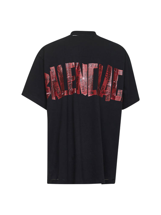 T-Shirt Security Tape Logo Oversize nera