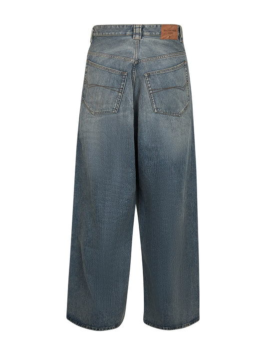 Jeans Baggy in denim ritorto blu chiaro