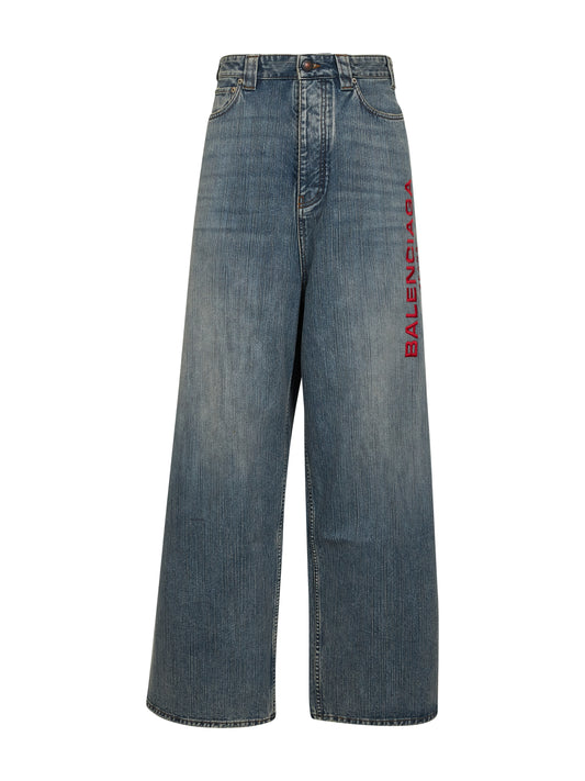 Jeans Baggy in denim ritorto blu chiaro