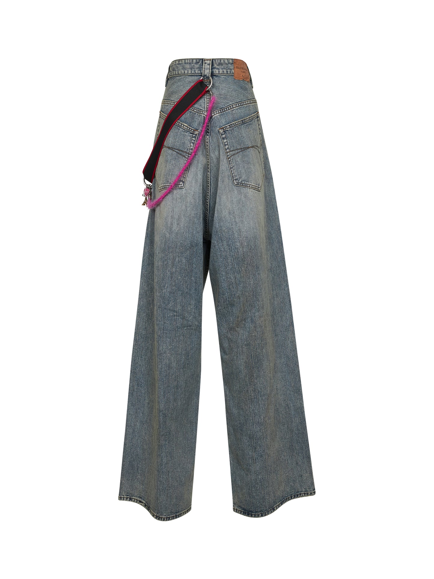 Jeans Baggy Con Charm in denim blu<BR/>