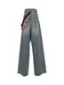 Jeans Baggy Con Charm in denim blu<BR/>