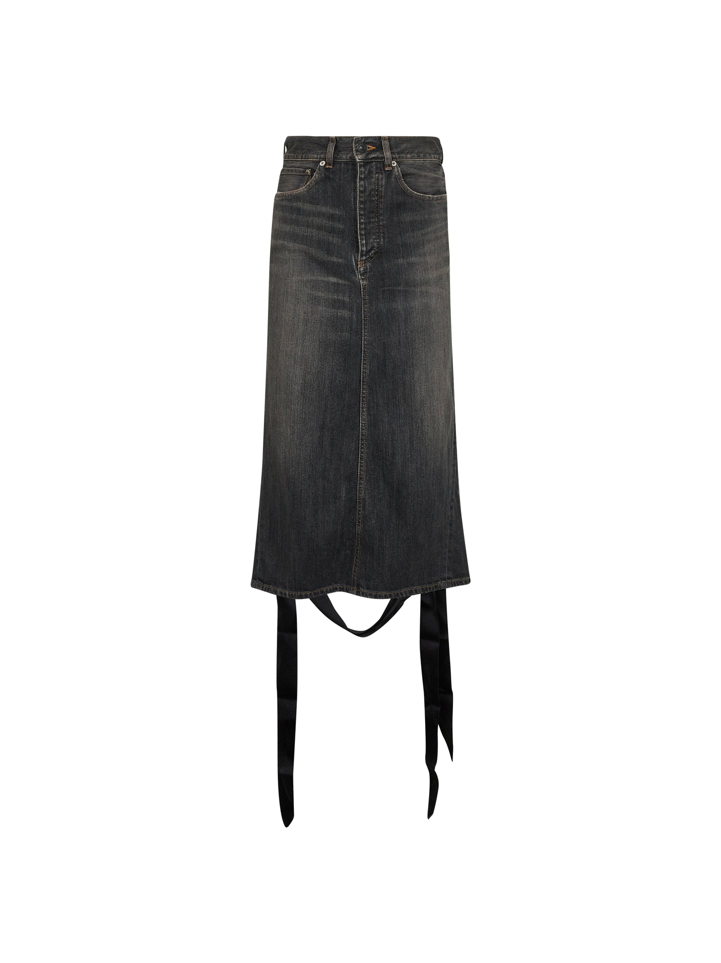 Gonna Con Lacci in denim grigio scuro
