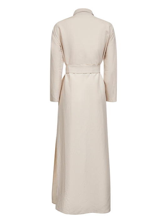 Beige viscose and linen Aflea shirt dress