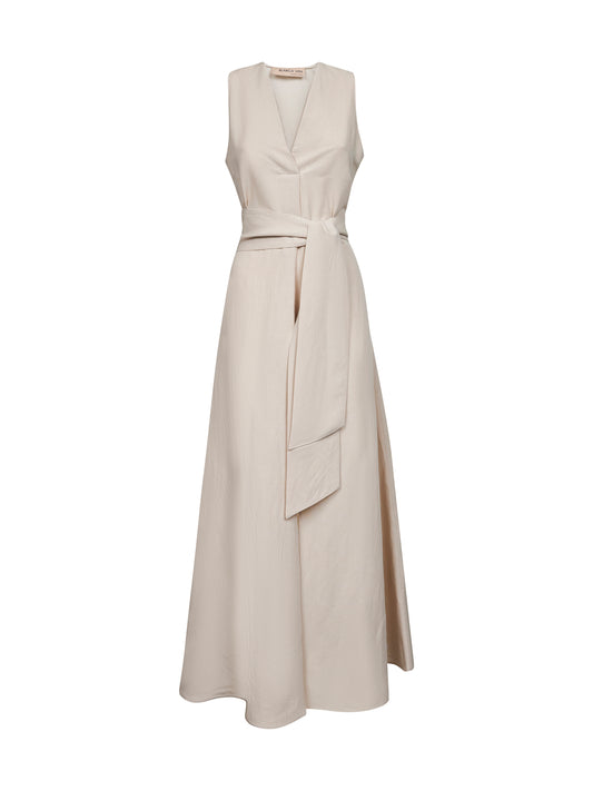Ecru viscose and linen Alongi long dress