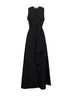 Black viscose and linen Alongi long dress
