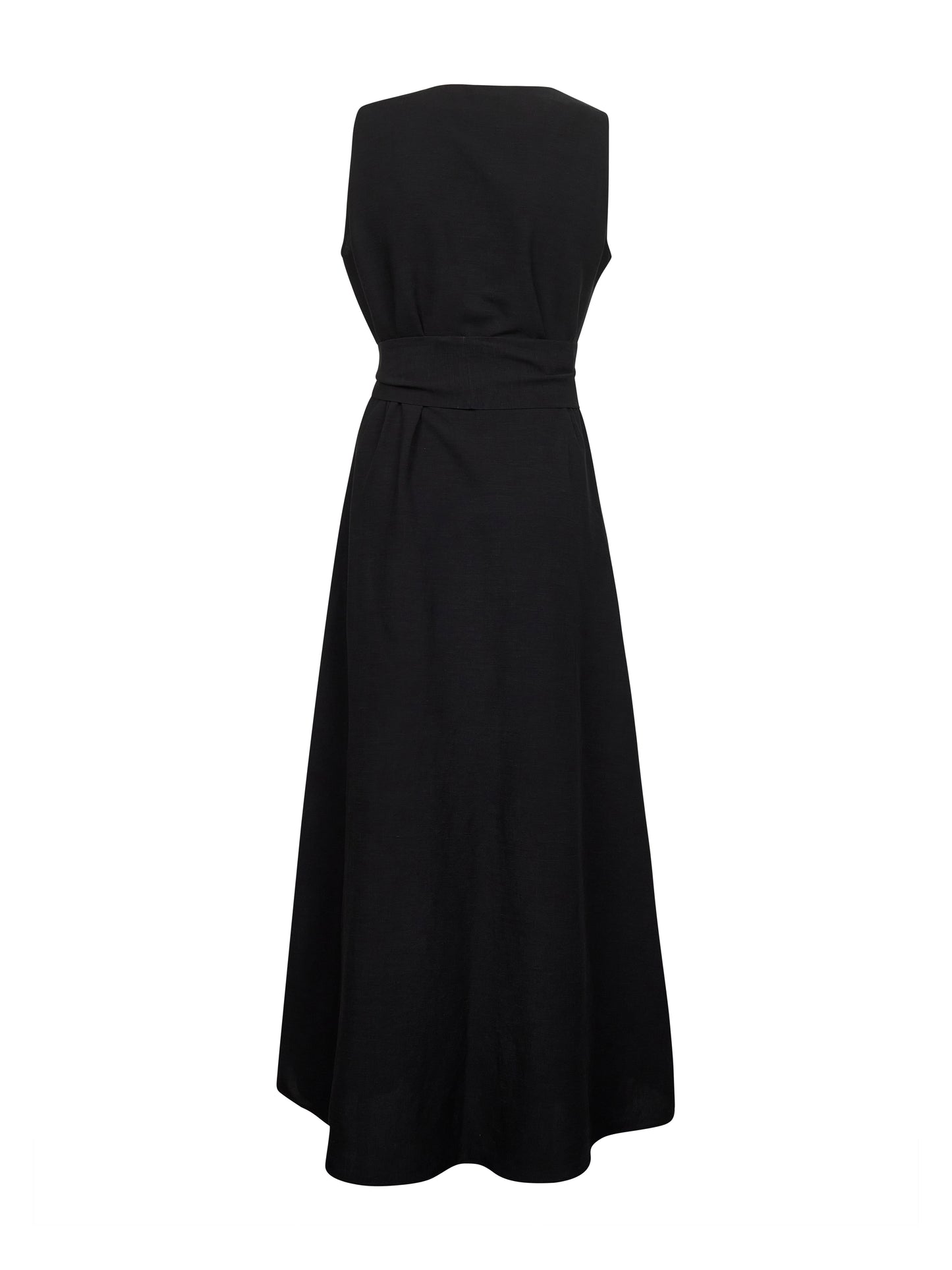 Black viscose and linen Alongi long dress